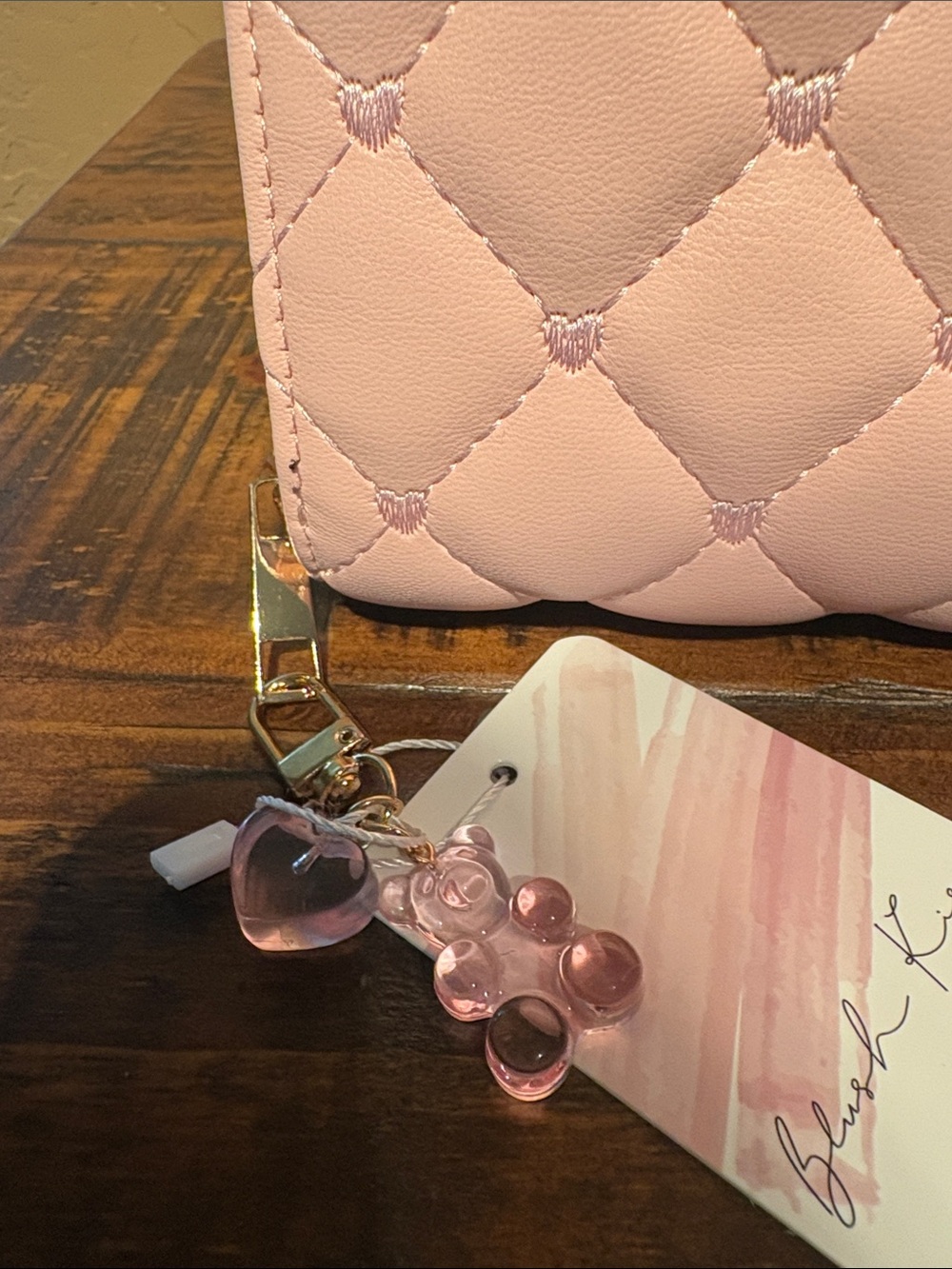 Blush Crush NWT Pink Quilted Vegan Leather Double Zip Large Wallet - Picture 2 of 7